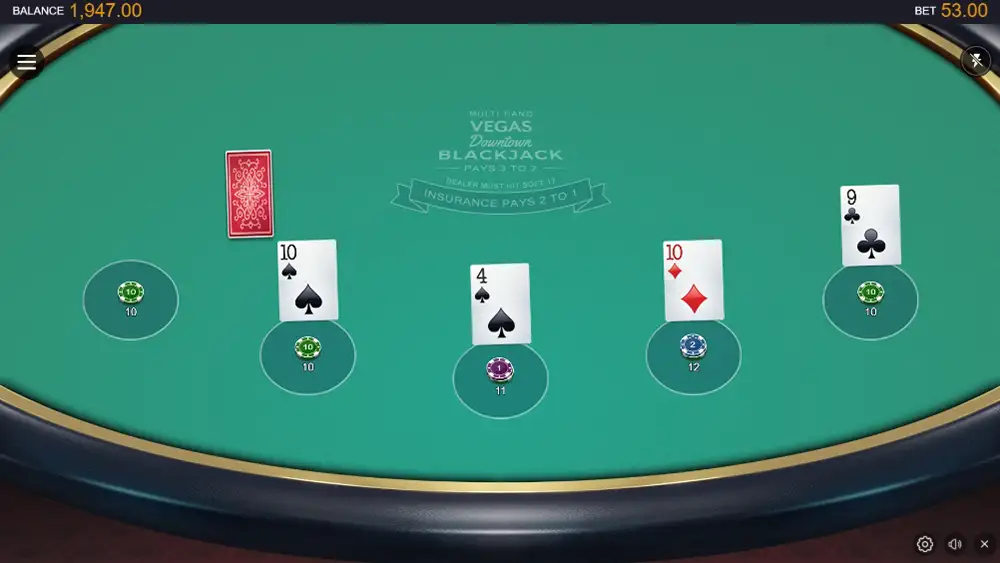 Multihand Vegas Downtown Blackjack