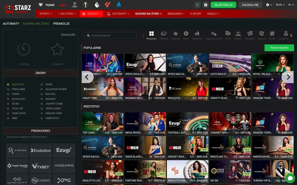  888STARZ Z Krupierem Na Zywo