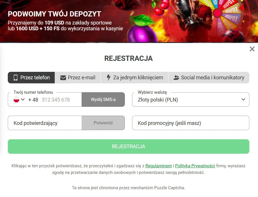  888STARZ Formularz Rejestracyjny