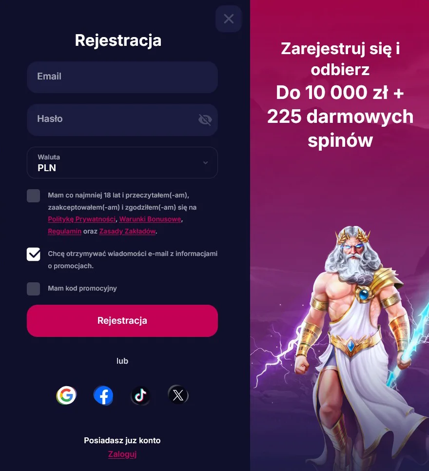 NV Casino Formularz Rejestracyjny