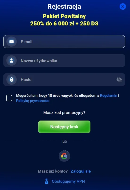 AzurSlot Formularz Rejestracyjny