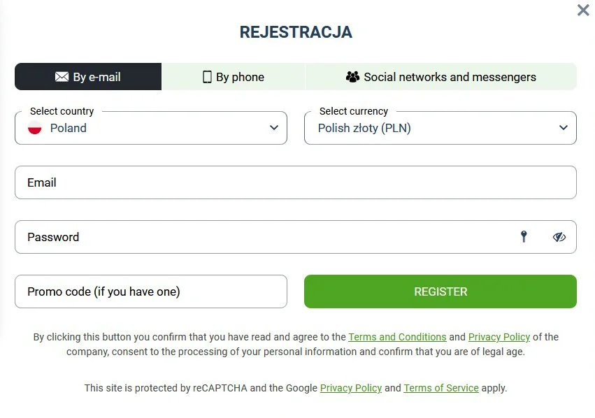 BetLabel Formularz Rejestracyjny