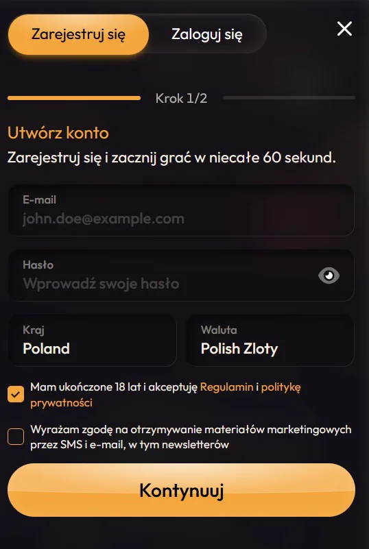 MadCasino Formularz Rejestracyjny MadCasino Formularz Rejestracyjny