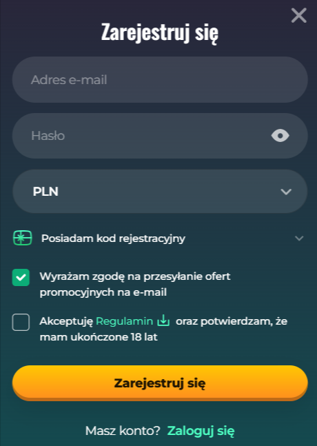 RokuBet Casino Formularz Rejestracyjny