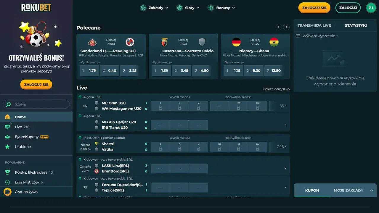 RokuBet Casino Zakłady Sportowe