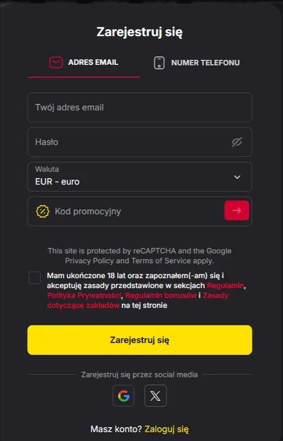FieryPlay Casino Formularz Rejestracyjny