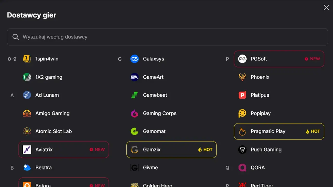 FieryPlay Casino Dostawcy