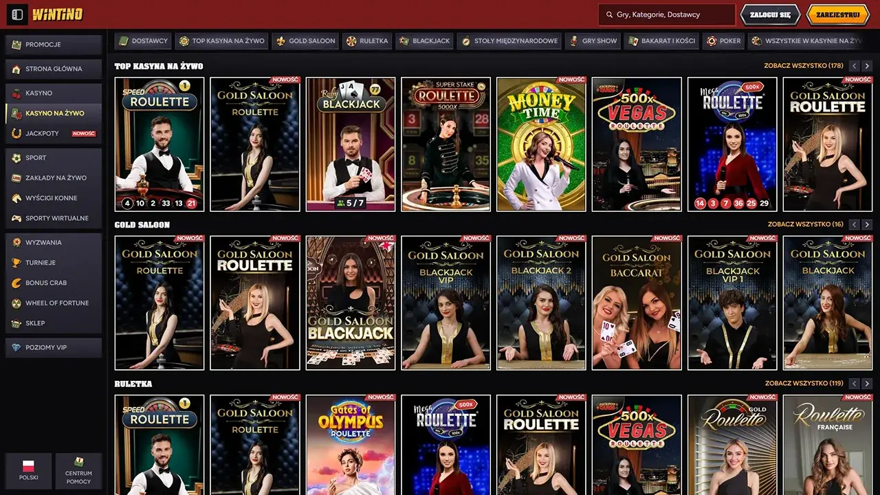 Wintino Casino Krupier na Żywo