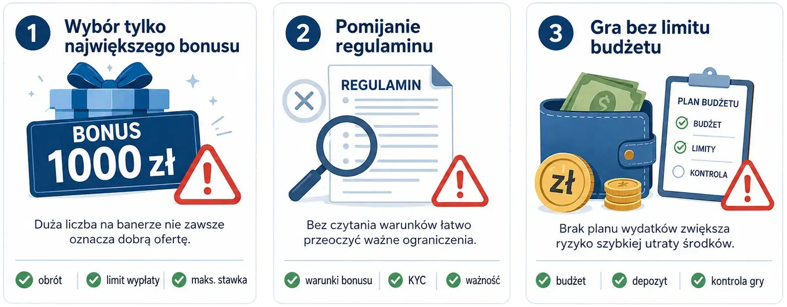 Najczęstsze błędy przy wyborze kasyna online