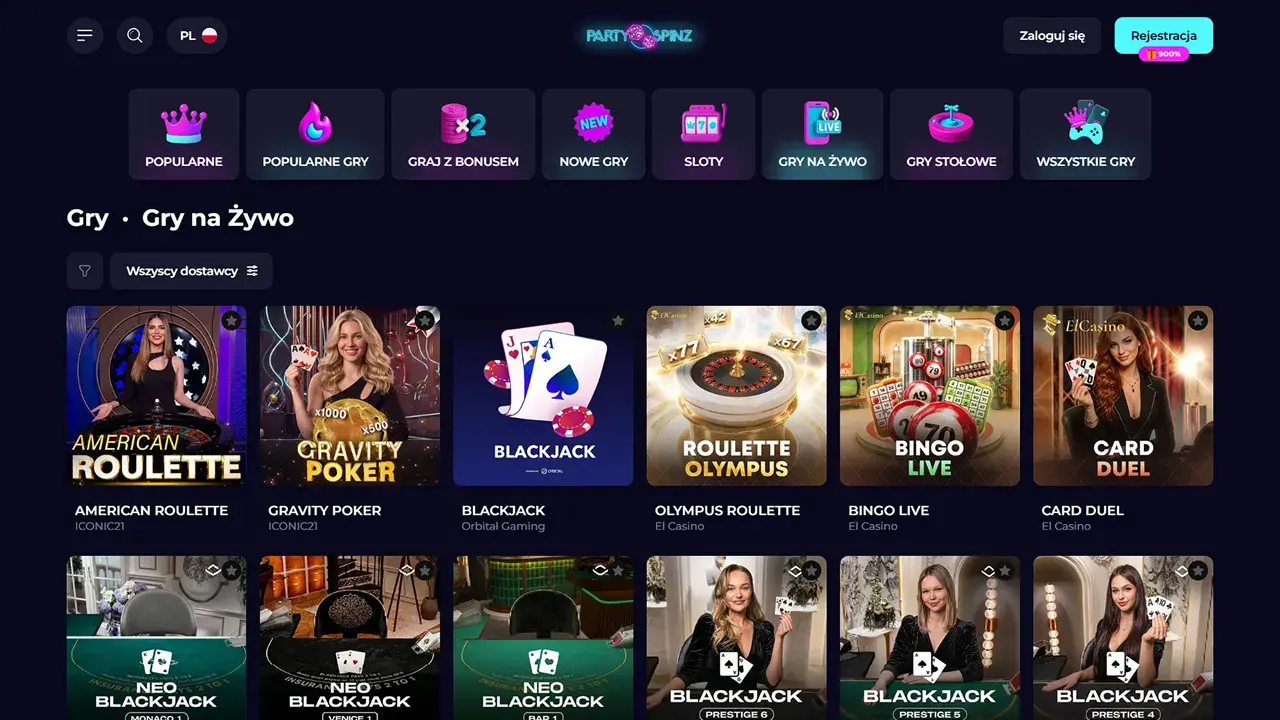 PartySpinz Casino Krupier na Żywo