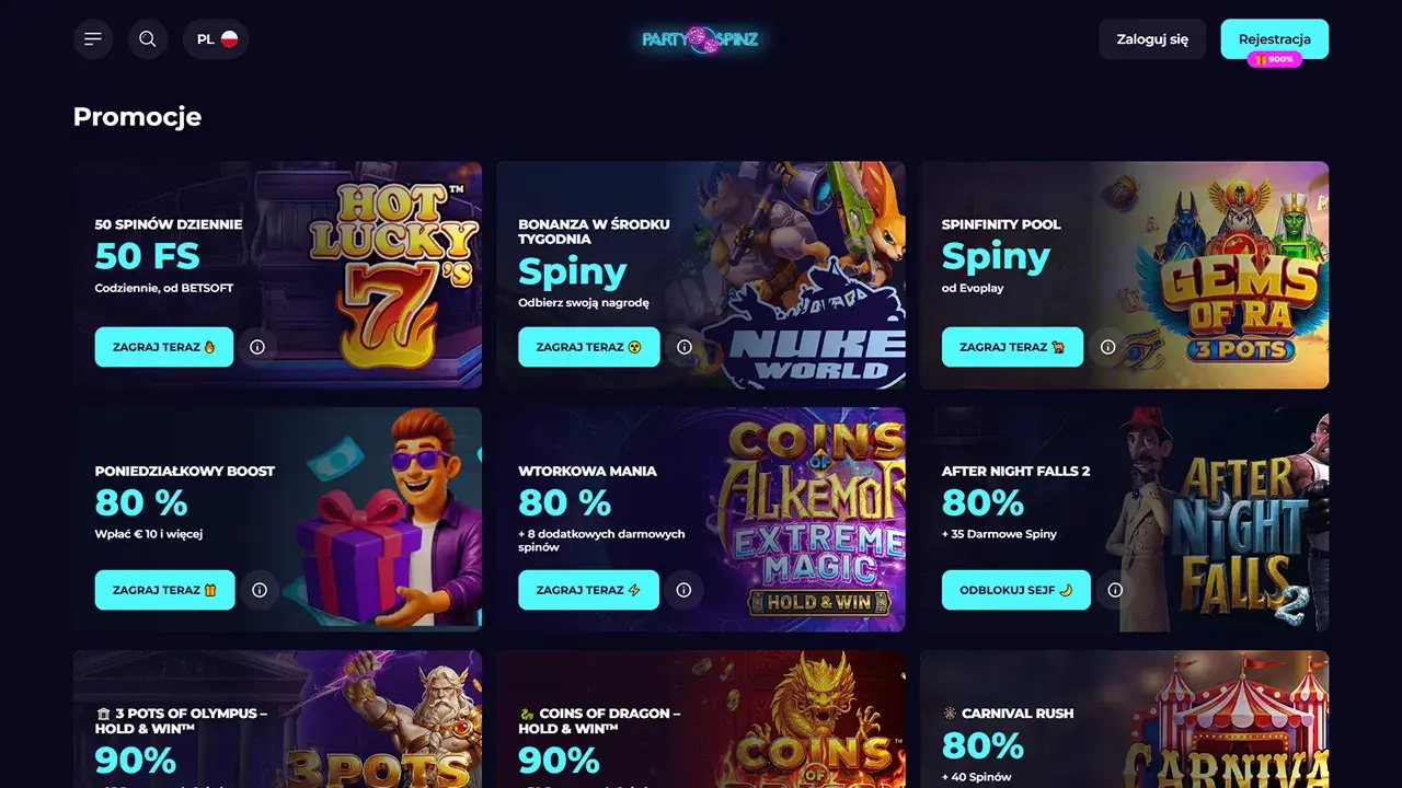 PartySpinz Casino Promocje
