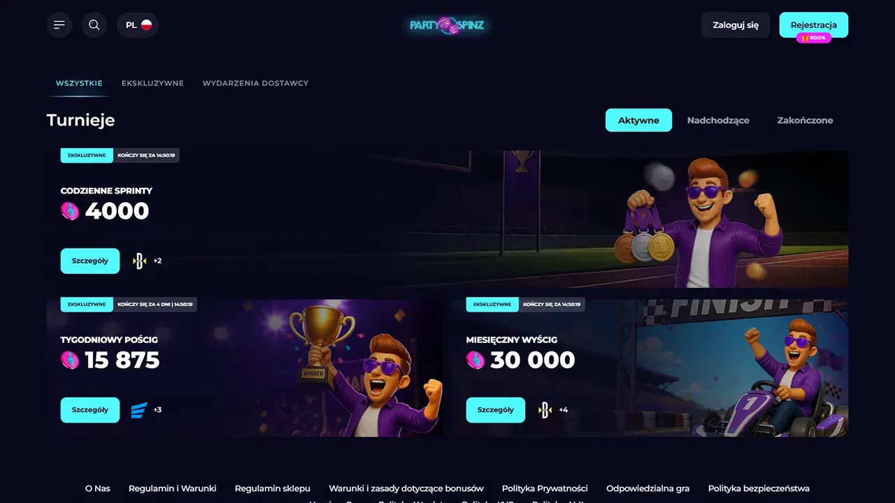 PartySpinz Casino Turnieje