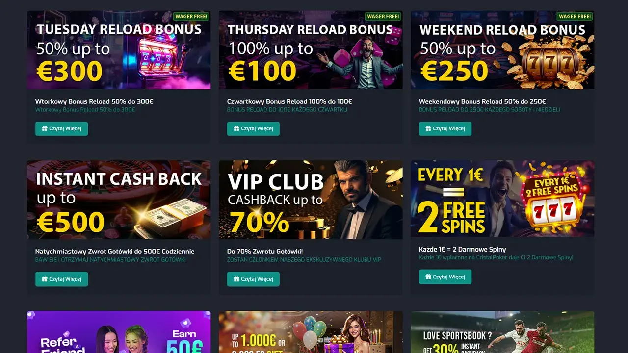 CristalPoker Casino Promocje